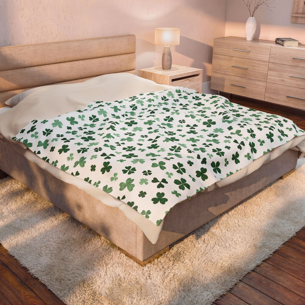 St. Patrick's Day Shamrock Velveteen Plush Blanket