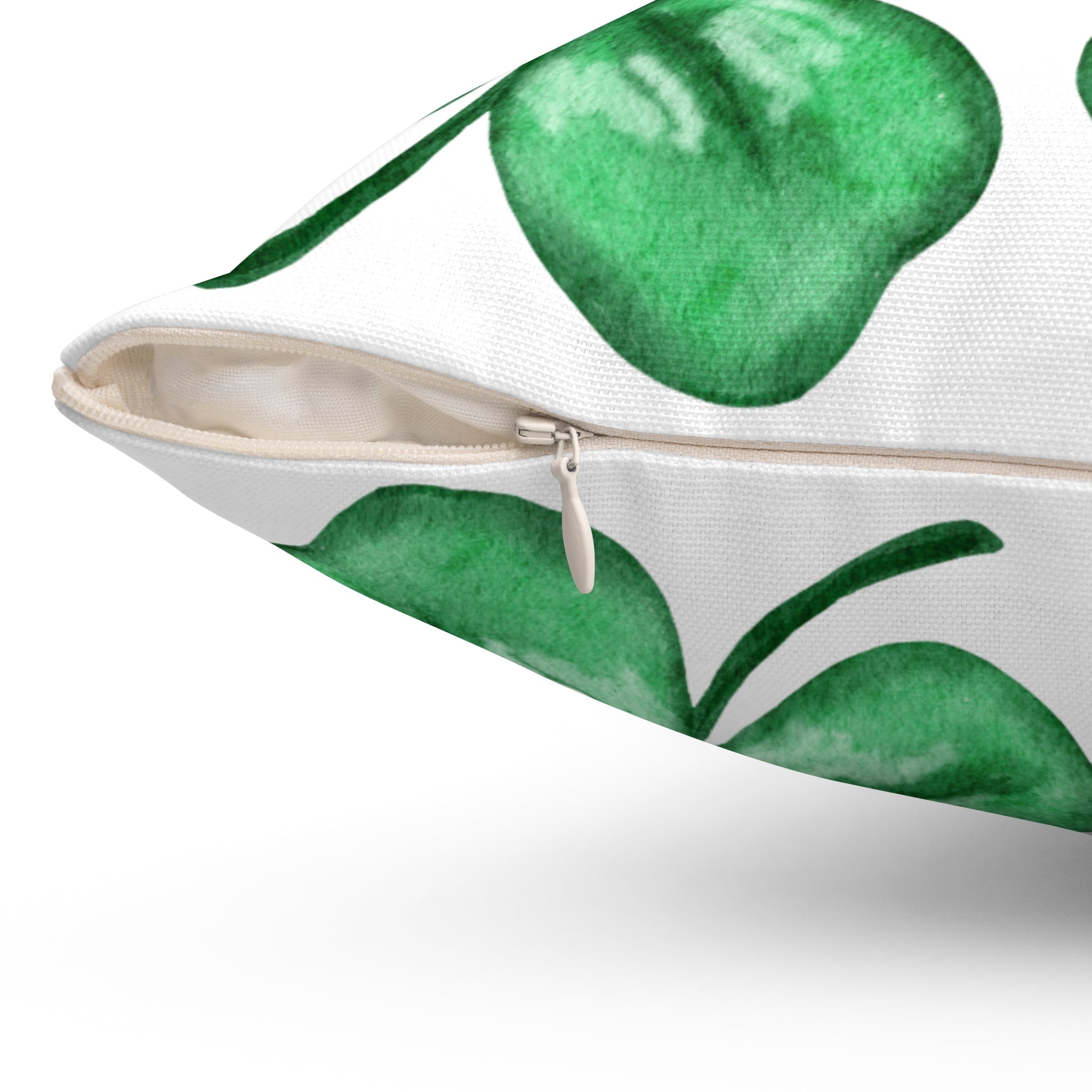 Watercolor St. Patrick's Day Four-Leaf Clover Throw Pillow