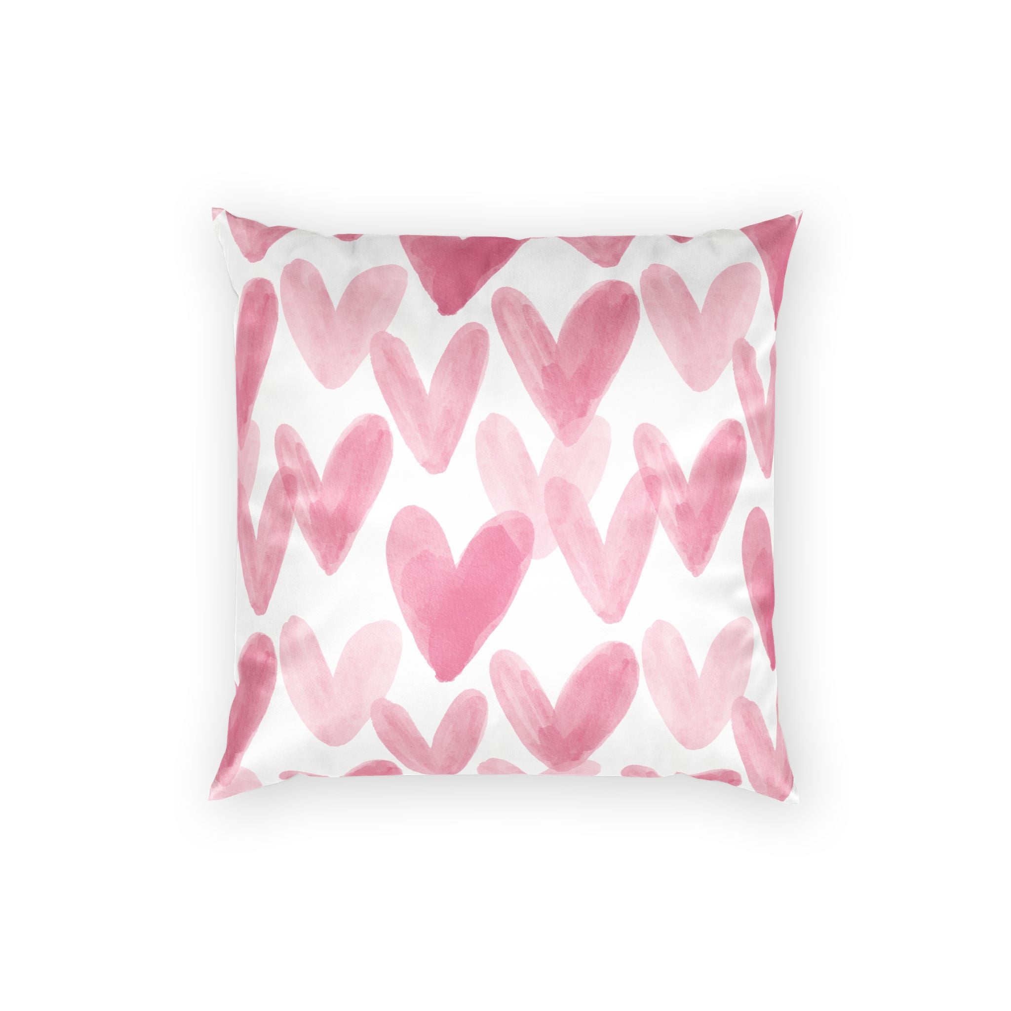 Pink Watercolor Hearts Velvet Pillow