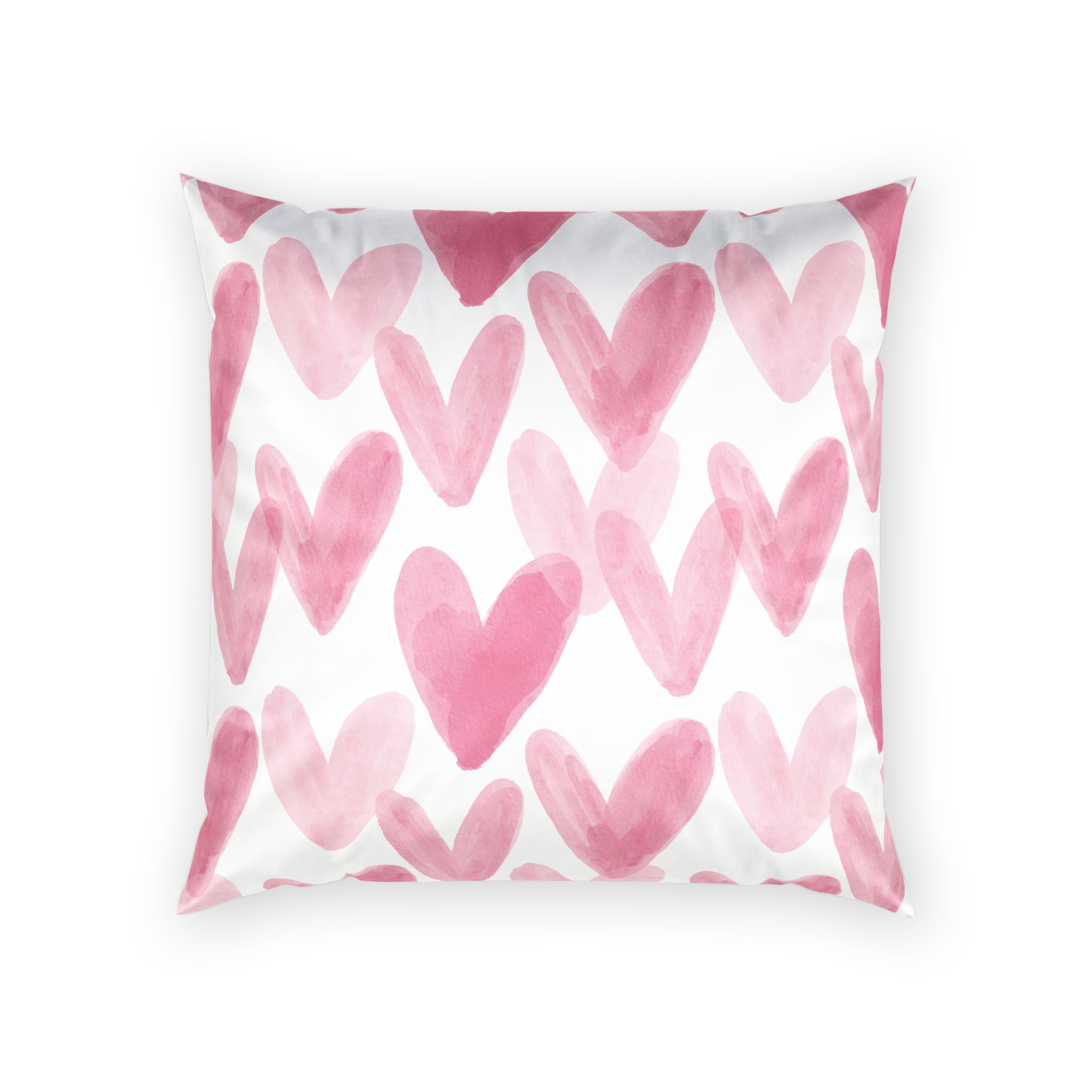 Pink Watercolor Hearts Velvet Pillow
