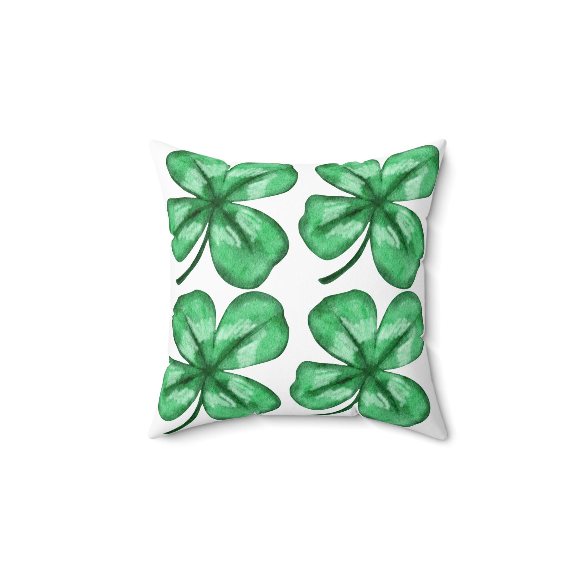 Watercolor St. Patrick's Day Four-Leaf Clover Throw Pillow