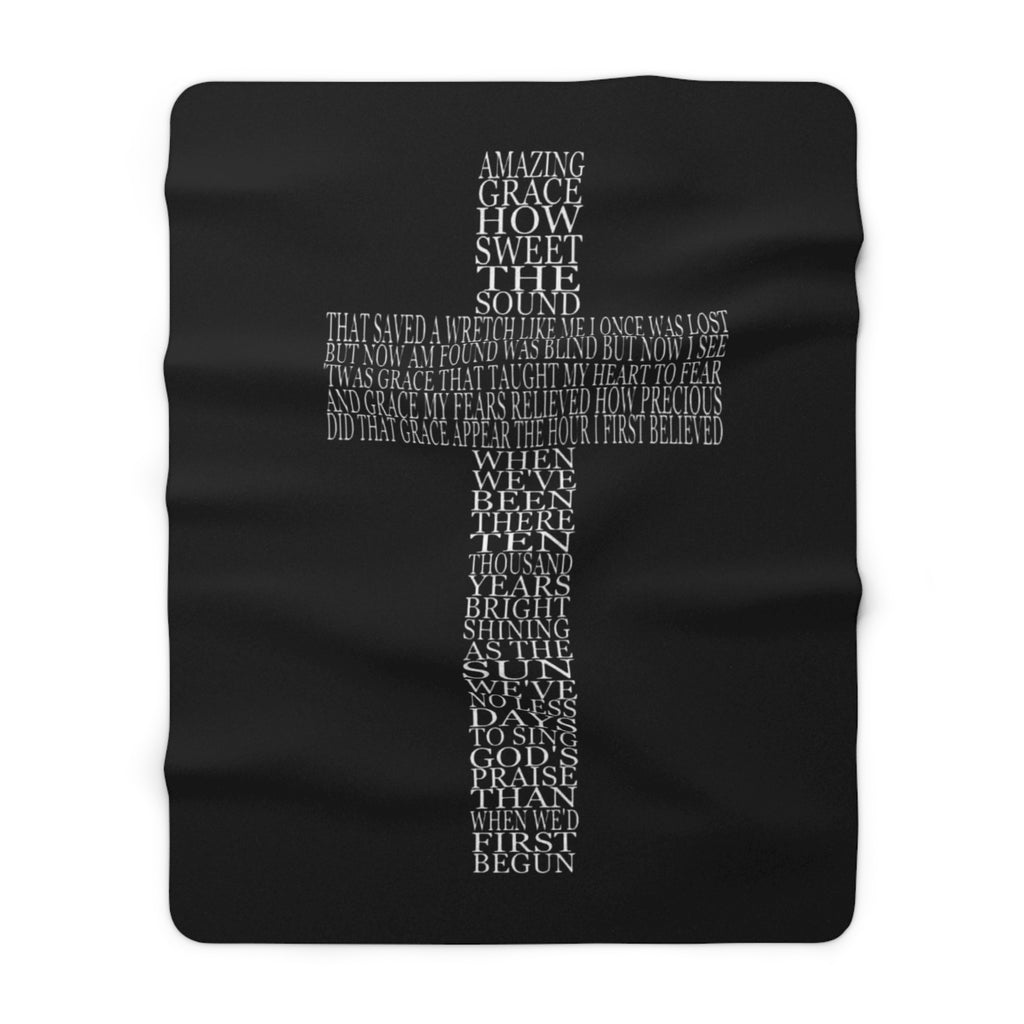 Amazing Grace Song Lyrics Sherpa Fleece Blanket