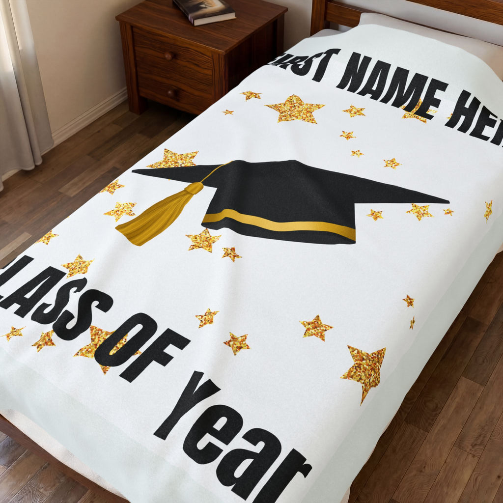 Graduation CUSTOMIZABLE Velveteen Plush Throw
