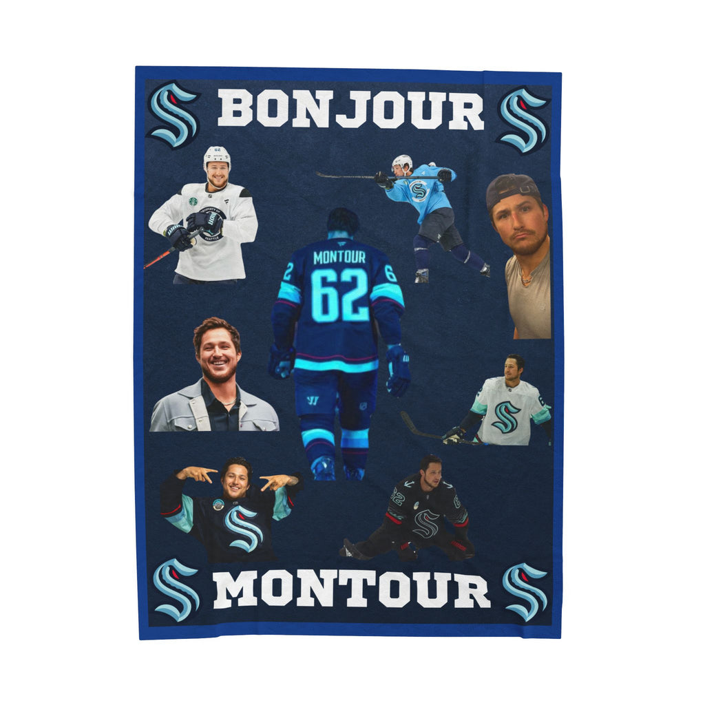 Brandon Montour Fan Collage Velveteen Plush Throw Blanket