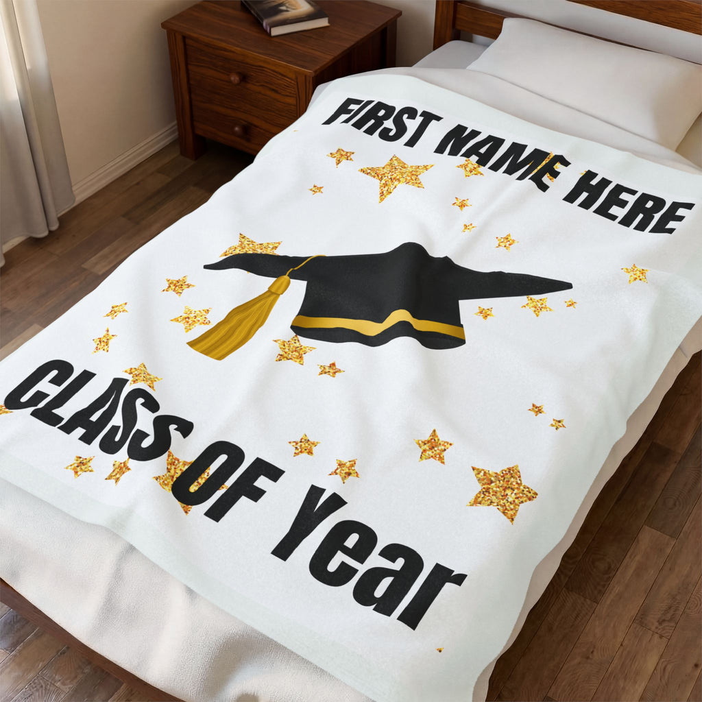 Graduation CUSTOMIZABLE Velveteen Plush Throw
