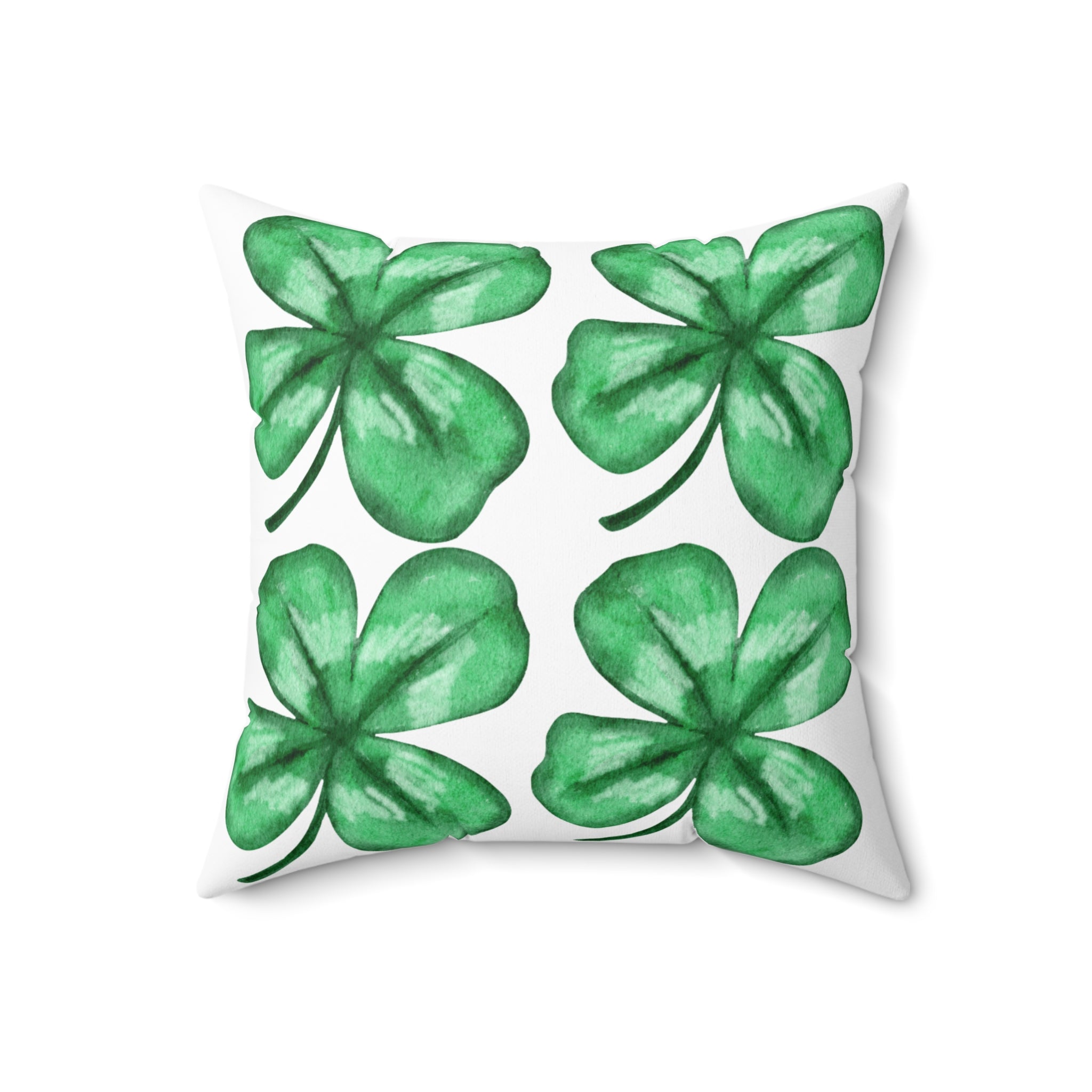 Watercolor St. Patrick's Day Four-Leaf Clover Throw Pillow