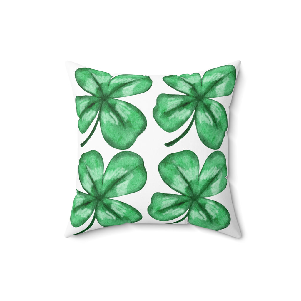 Watercolor St. Patrick's Day Four-Leaf Clover Throw Pillow