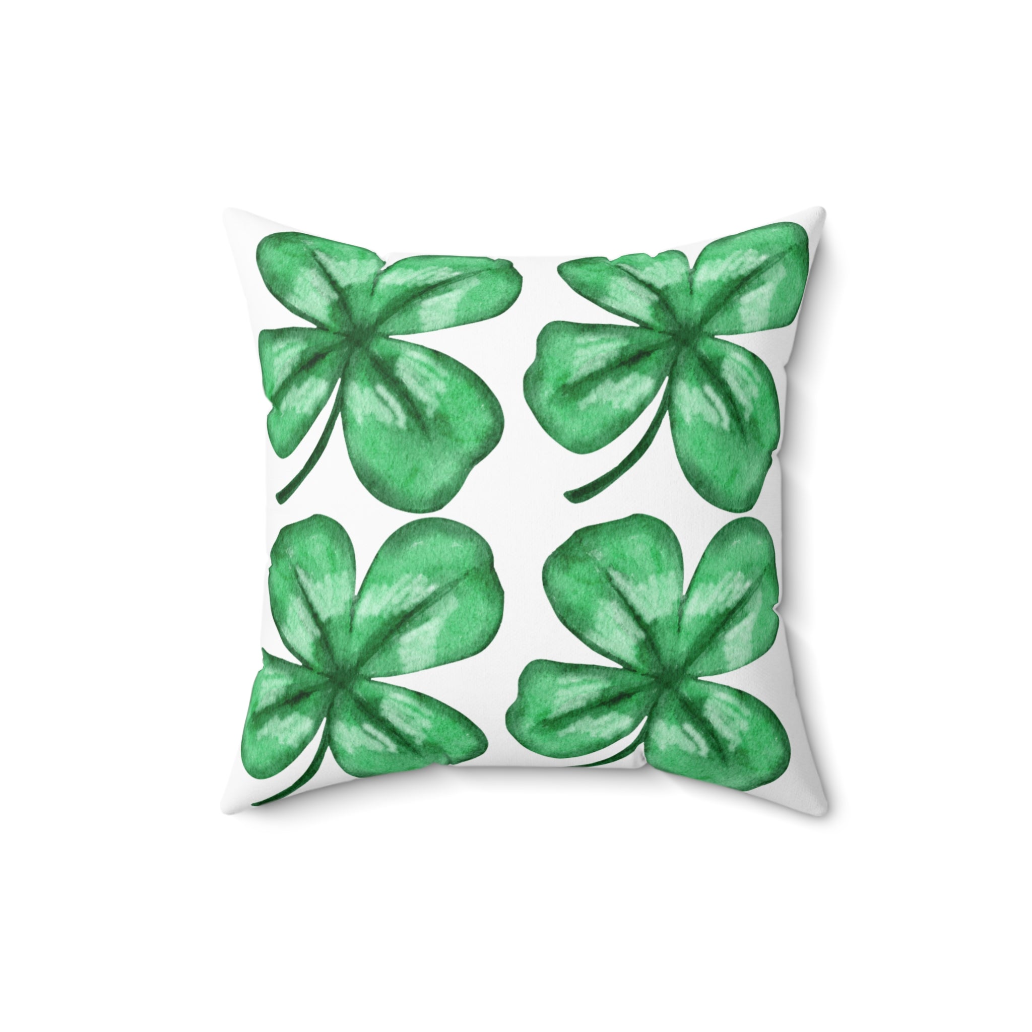 Watercolor St. Patrick's Day Four-Leaf Clover Throw Pillow