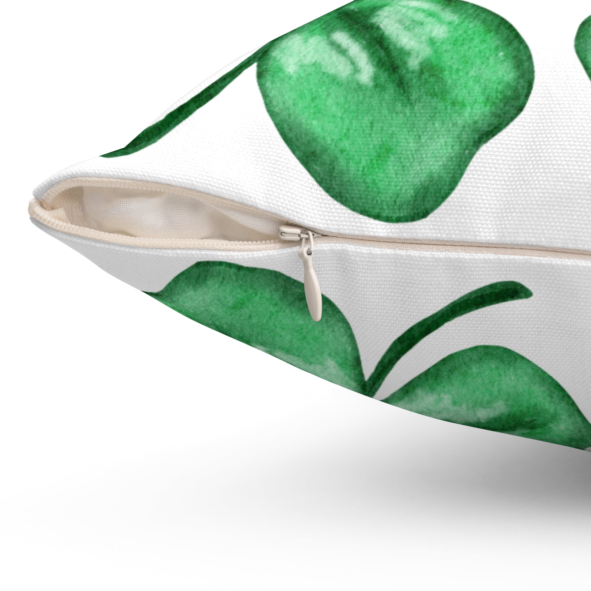 Watercolor St. Patrick's Day Four-Leaf Clover Throw Pillow