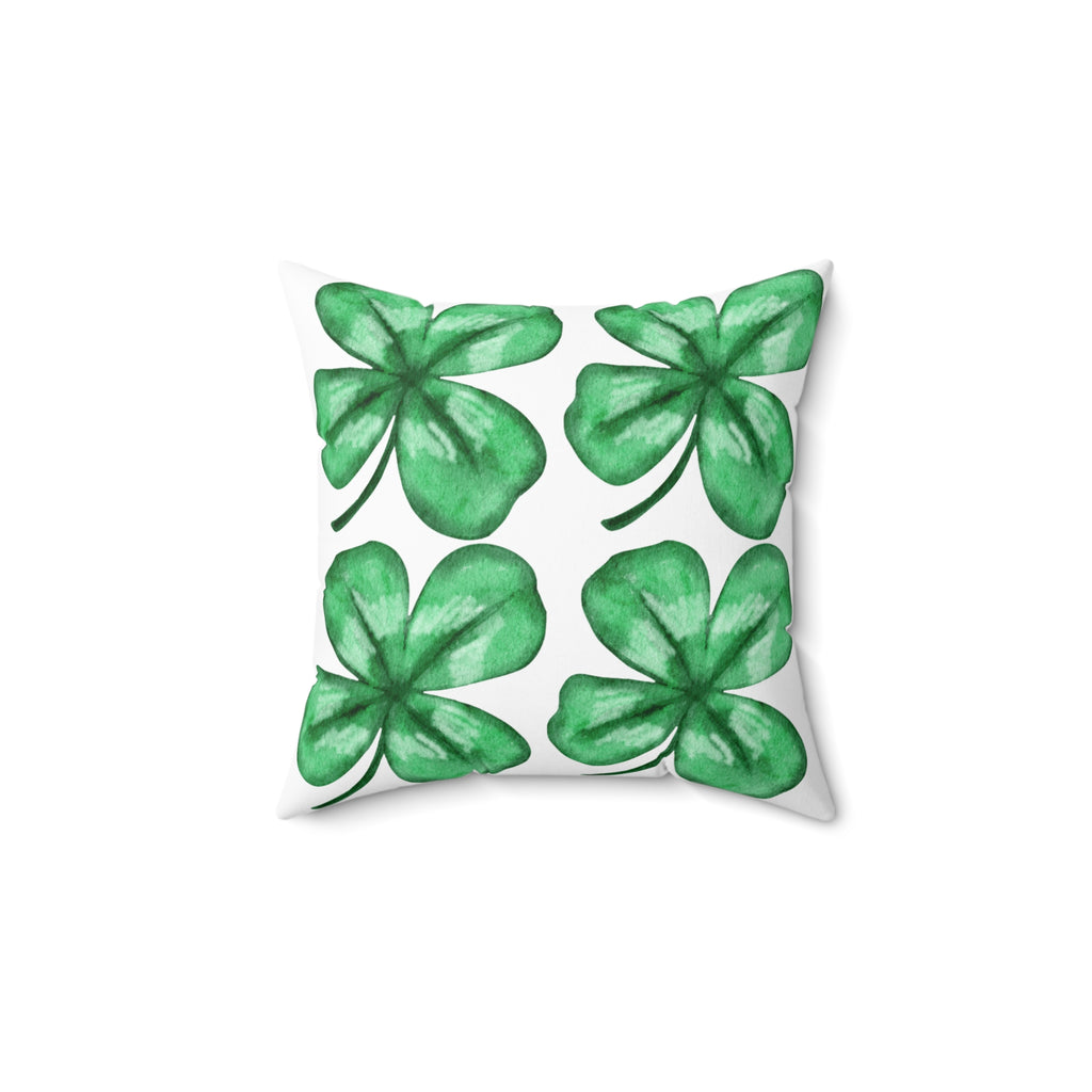 Watercolor St. Patrick's Day Four-Leaf Clover Throw Pillow
