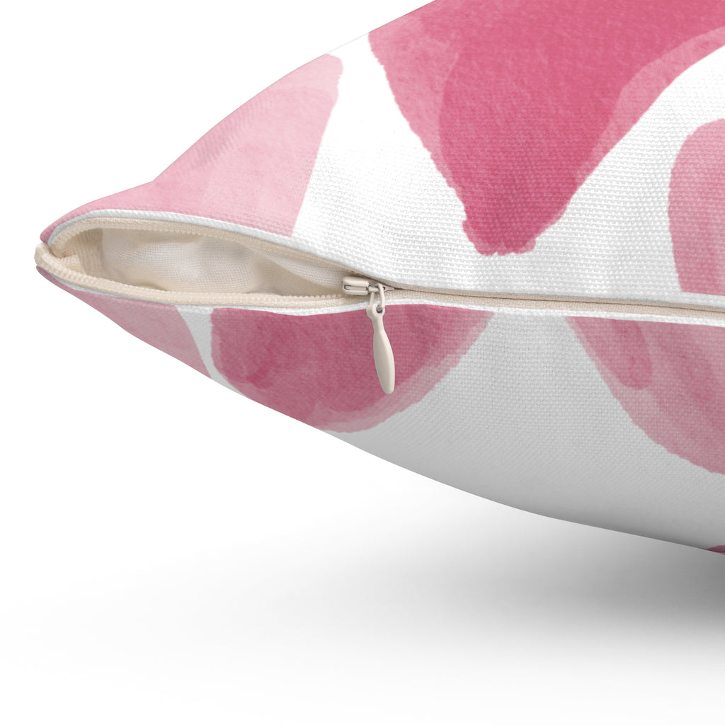 Pink Watercolor Hearts Square Throw Pillow