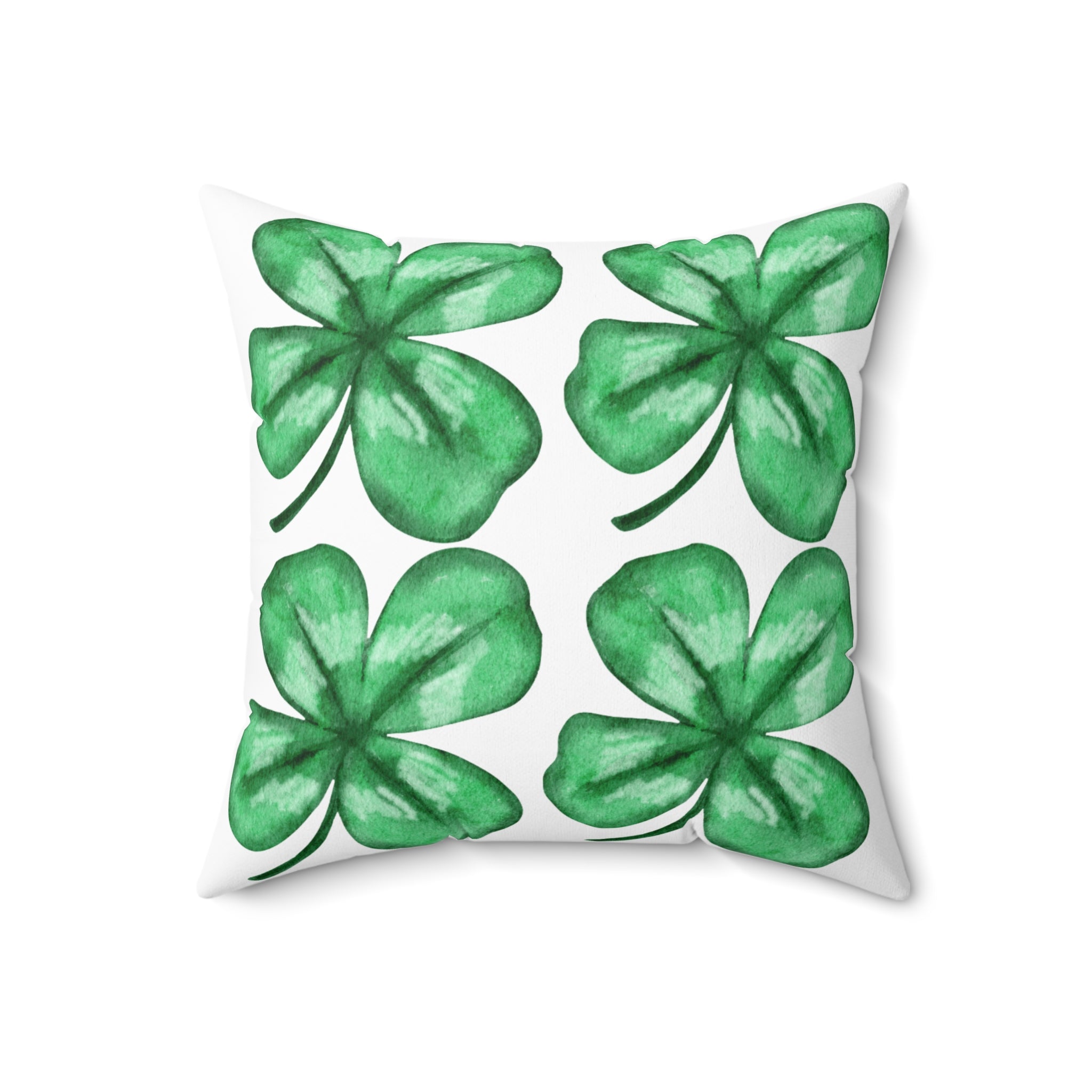 Watercolor St. Patrick's Day Four-Leaf Clover Throw Pillow