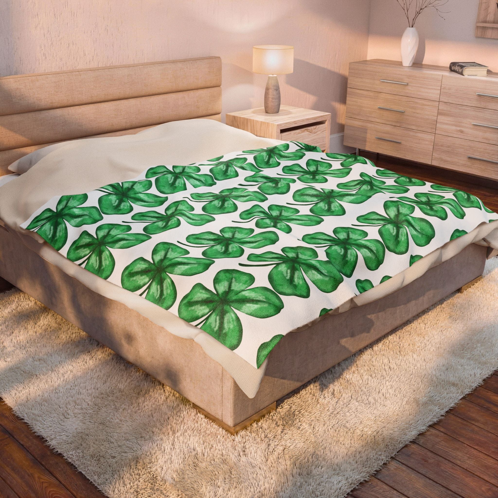 St. Patrick's Shamrock Velveteen Plush Blanket