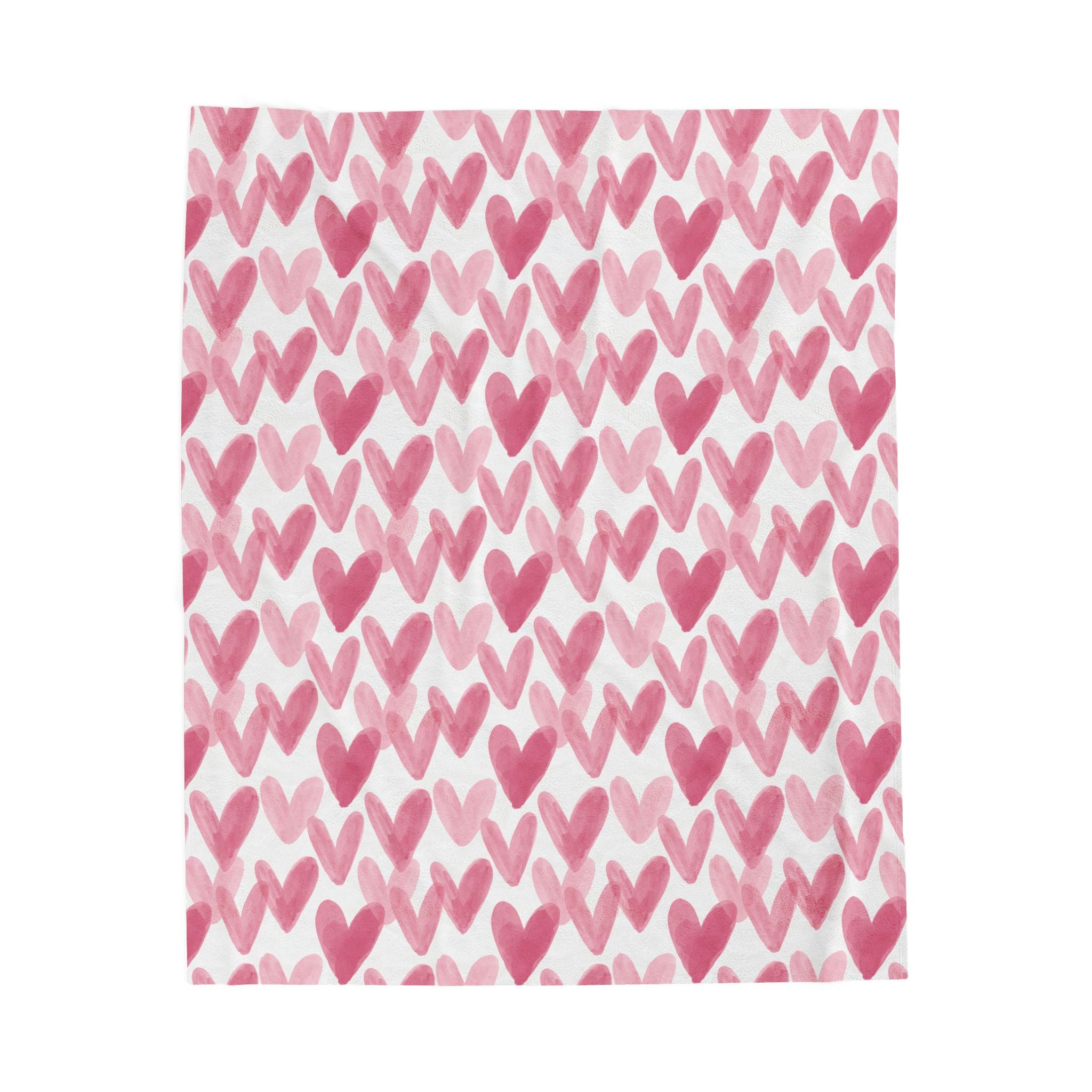 Watercolor Hearts Velveteen Plush Blanket