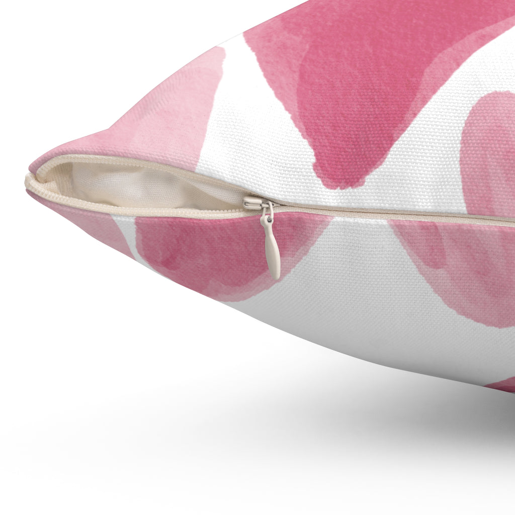 Pink Watercolor Hearts Square Throw Pillow