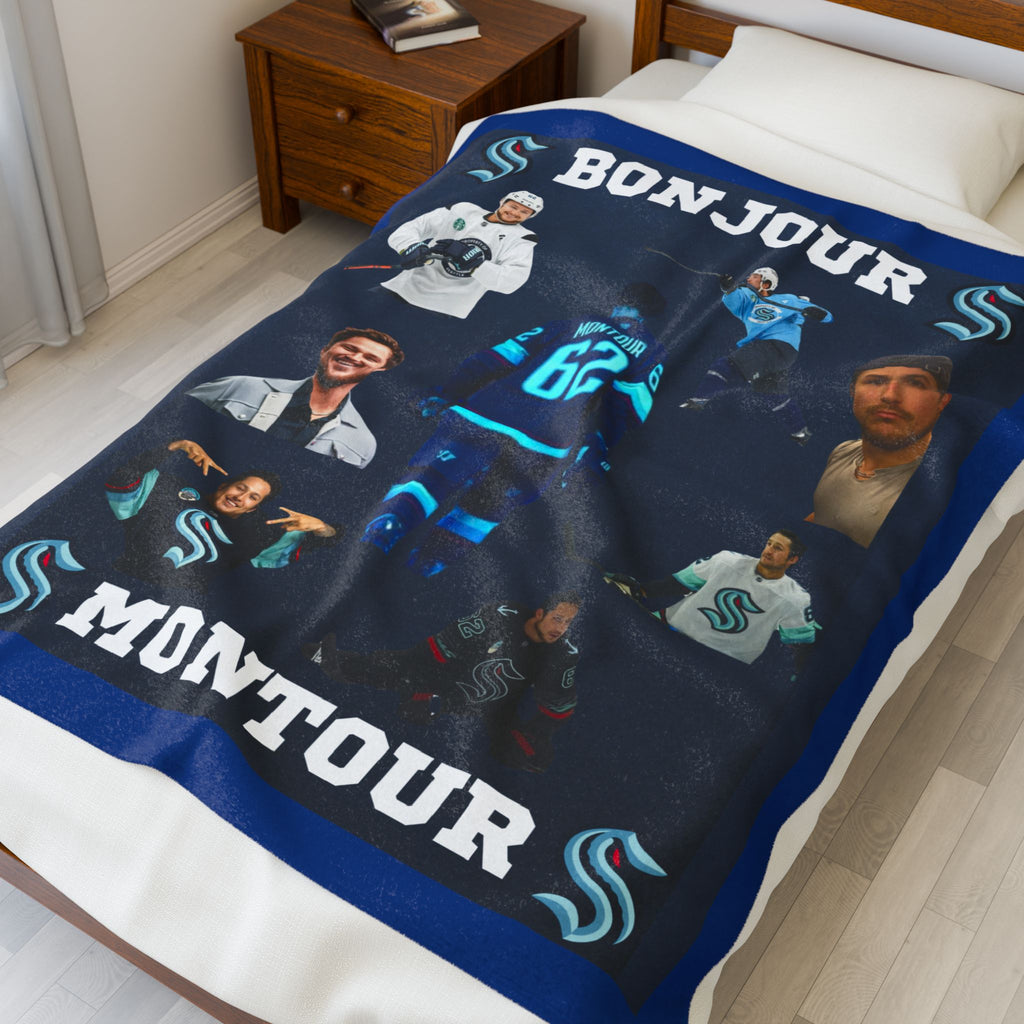 Brandon Montour Fan Collage Velveteen Plush Throw Blanket