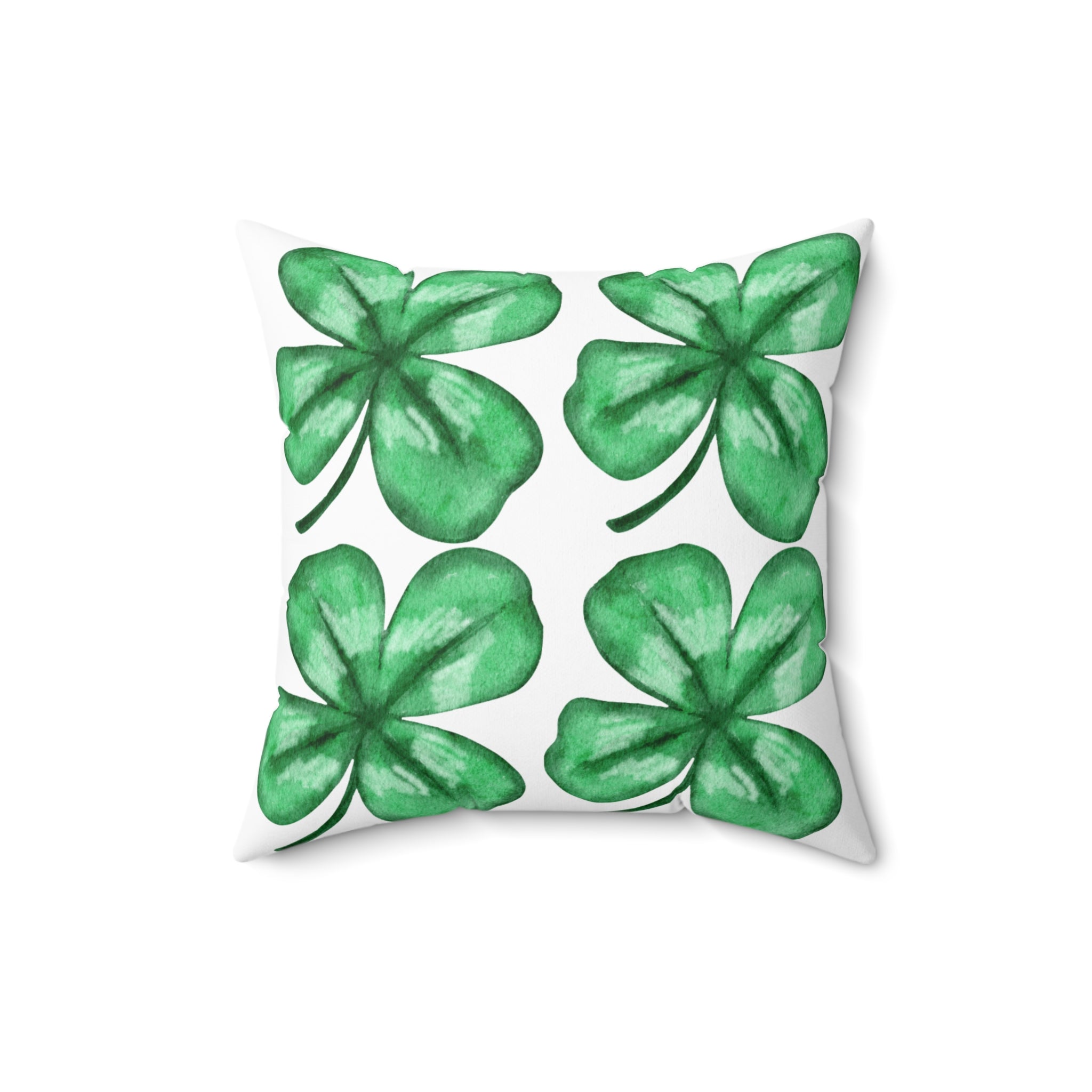 Watercolor St. Patrick's Day Four-Leaf Clover Throw Pillow