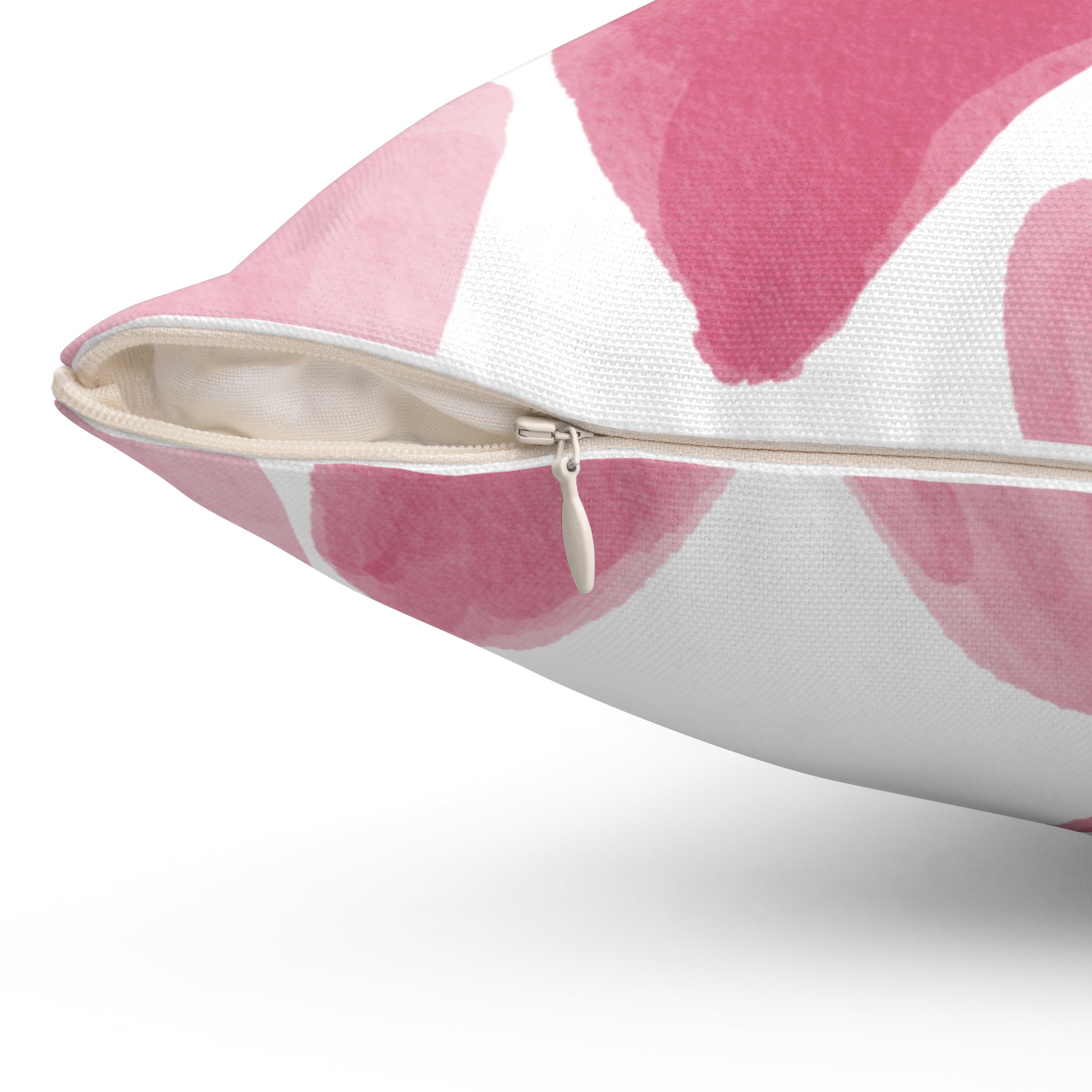 Pink Watercolor Hearts Square Throw Pillow