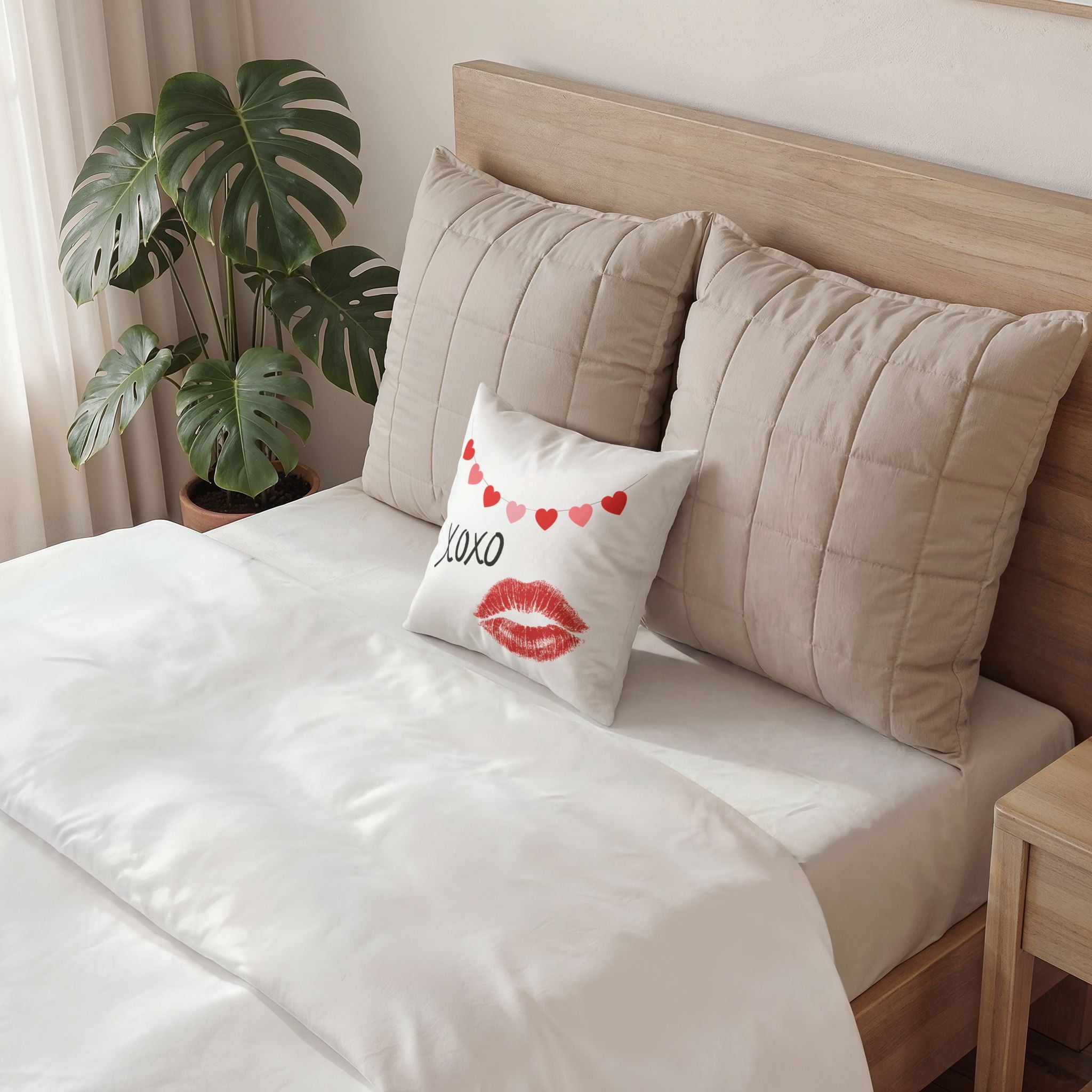 Valentine XOXO Kiss Velvet Pillow