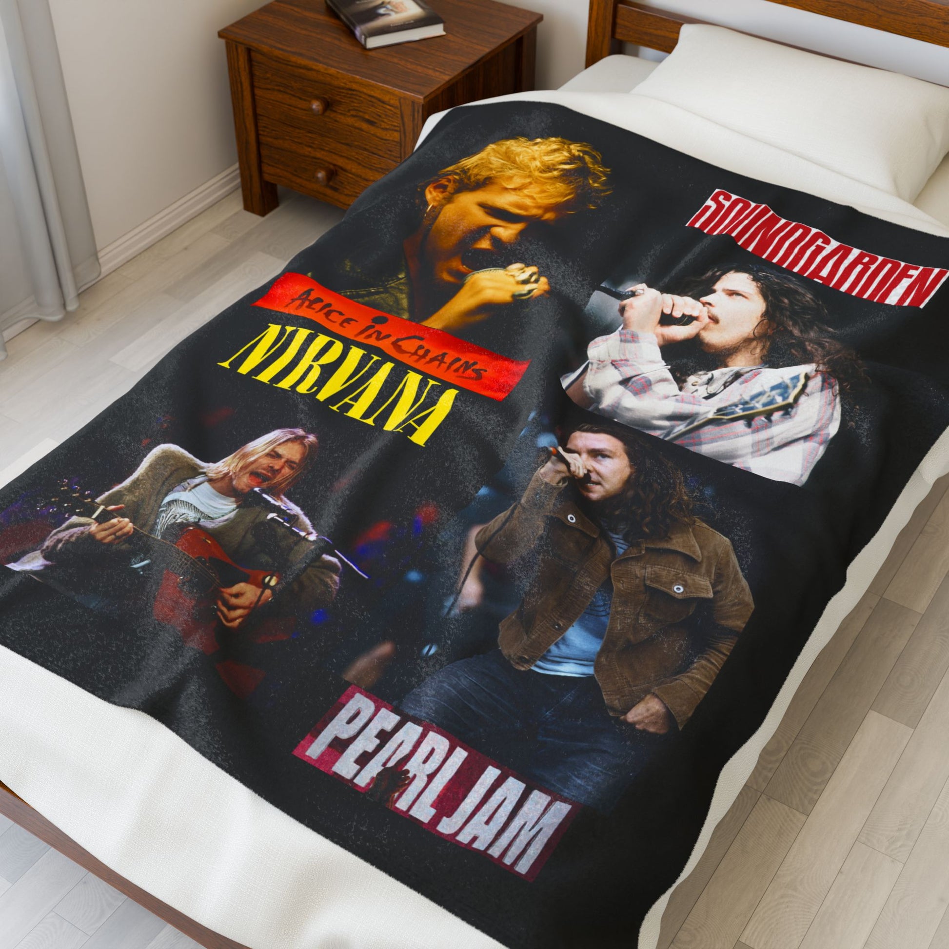Kings of Grunge Fan Collage Velveteen Plush Throw Blanket