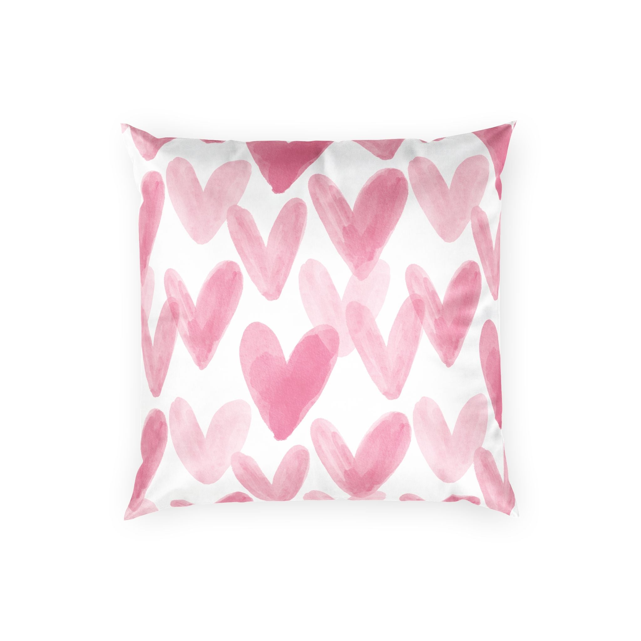 Pink Watercolor Hearts Velvet Pillow