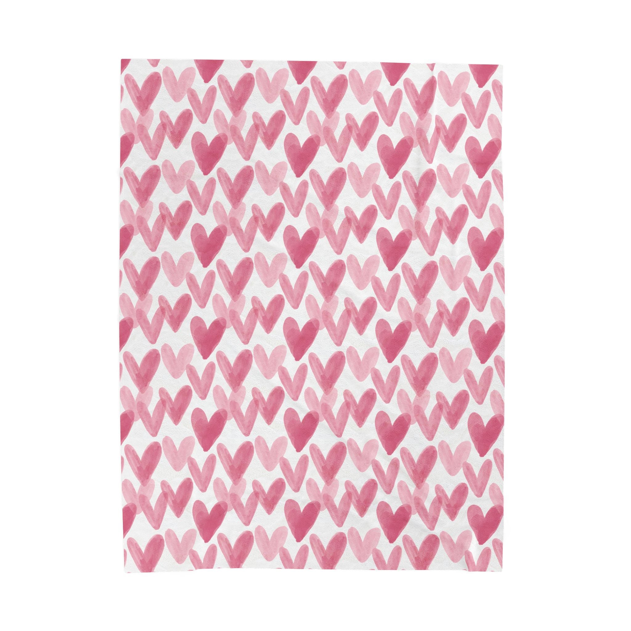 Watercolor Hearts Velveteen Plush Blanket