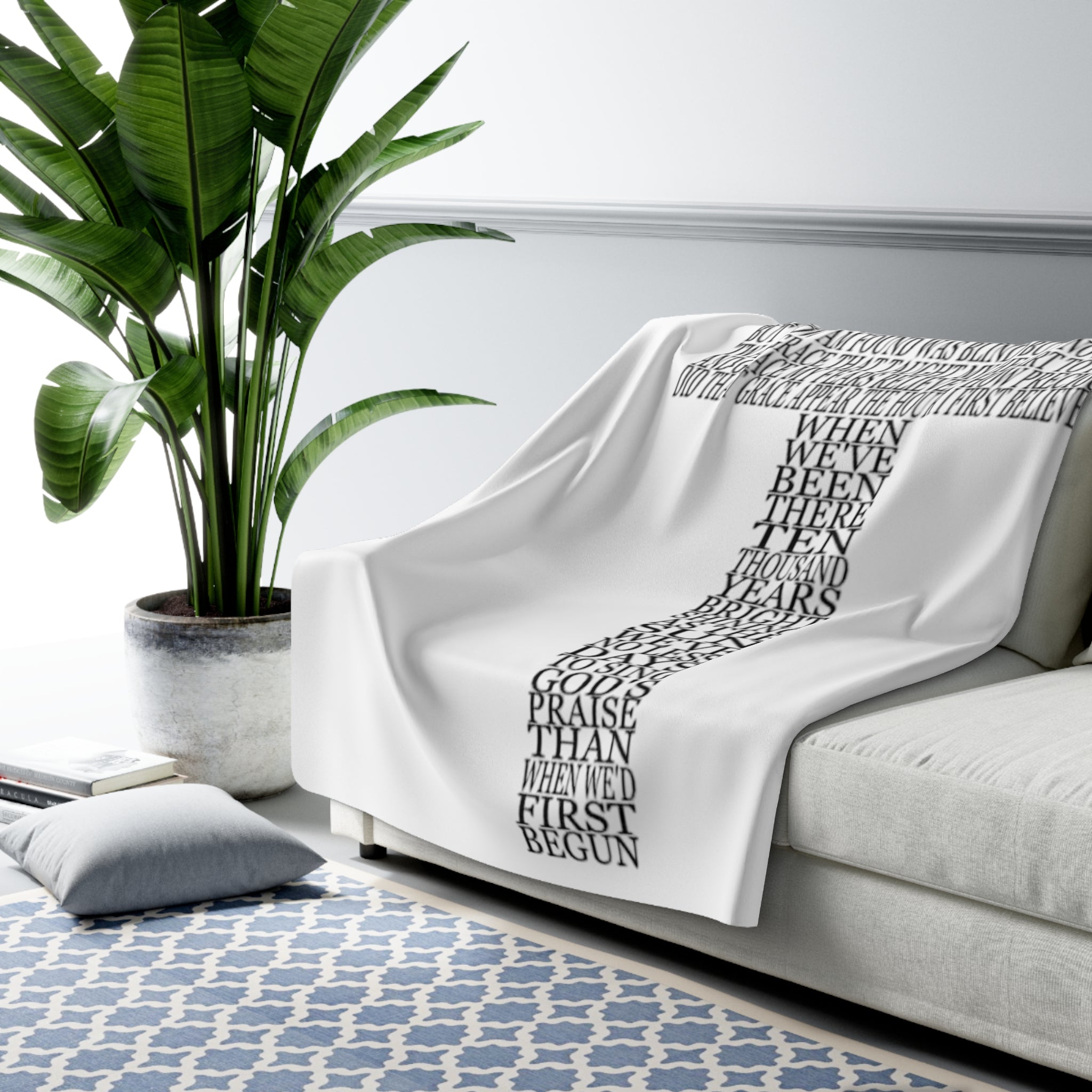 Amazing Grace Song Lyrics Sherpa Fleece Blanket